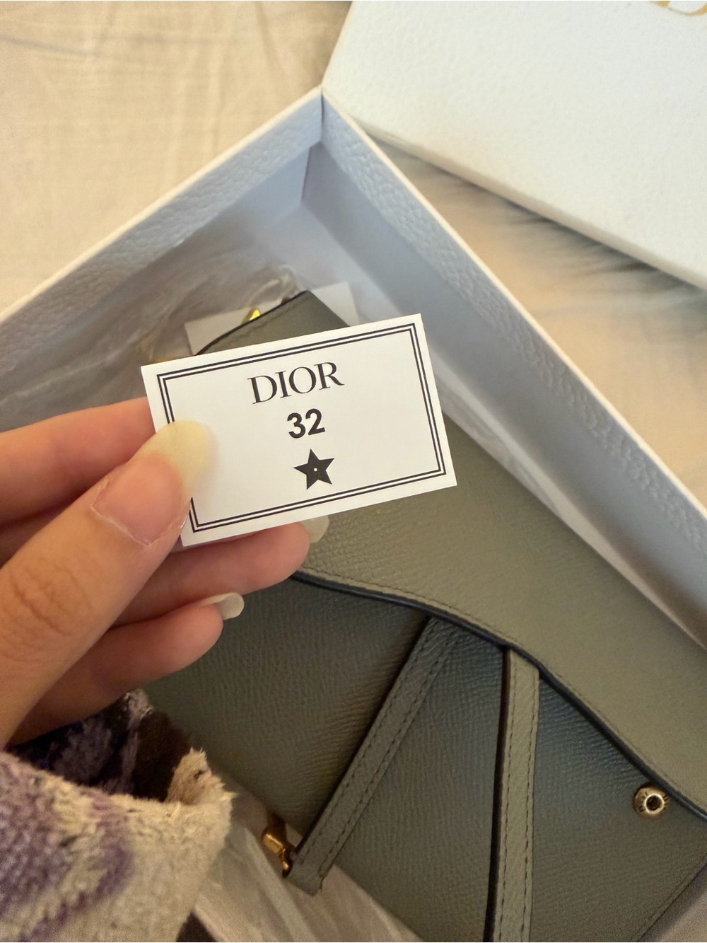 New Dior Gray Blue Leather Saddle Wallet on Chain - Gold Hardware - Picture 5 of 6